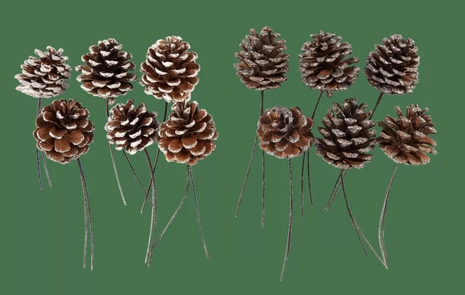 CASA PINECONE Pommes De Pin Set De 6 2 Couleurs Blanc, Argent Outlet