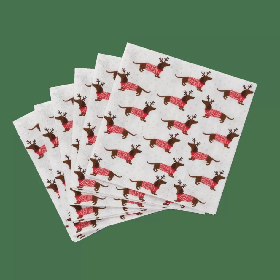 CASA X-MAS DOG Set De 20 Serviettes Multicolore Outlet