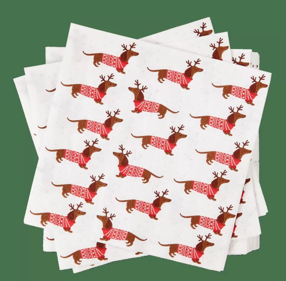 CASA X-MAS DOG Set De 20 Serviettes Multicolore Discount