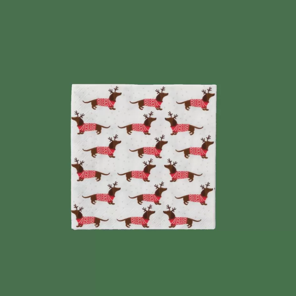 CASA X-MAS DOG Set De 20 Serviettes Multicolore Outlet