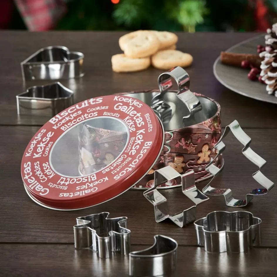 CASA X-MAS Emporte-pièces Set De 8 En Boîte Métallique Argent Fashion