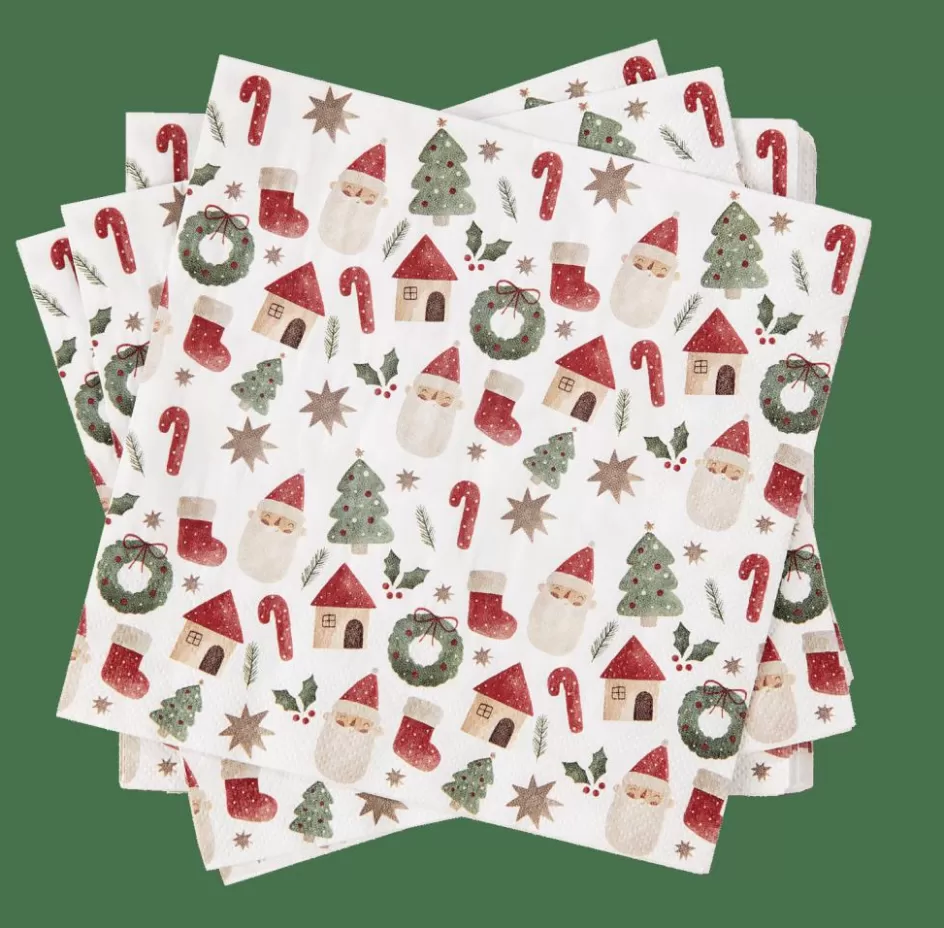 CASA X-MAS VIBE Set De 20 Serviettes Multicolore Flash Sale